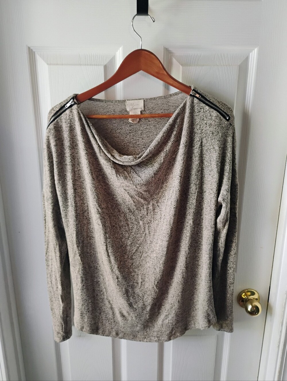Cozy Draped Neck Women’s Sweater - Neutral Taupe
